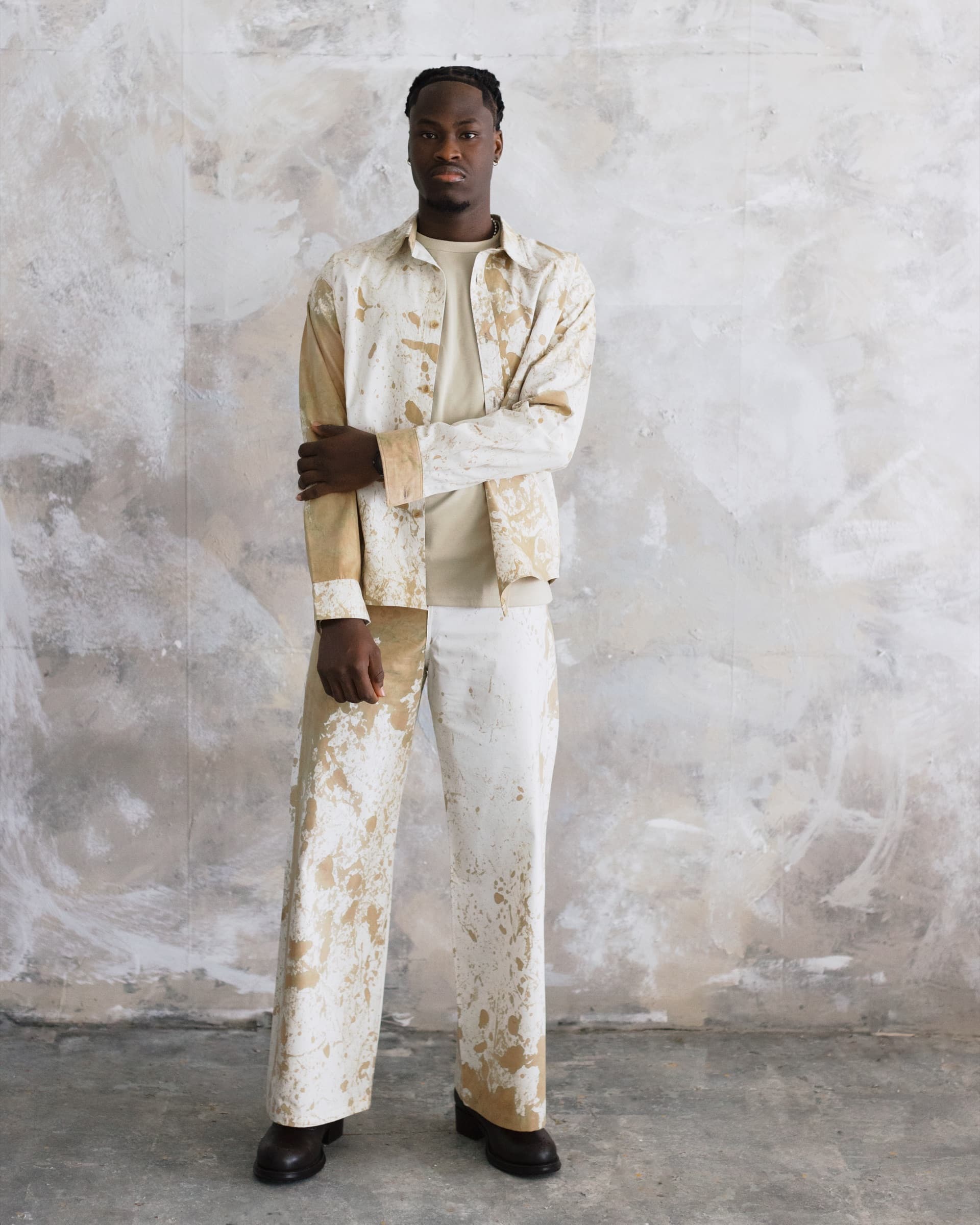 Sand and milk shirt and pant